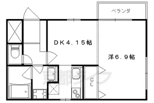 京都府京都市山科区大宅沢町【マンション】の間取り
