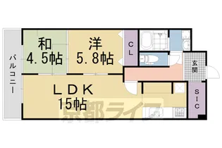 メロディーハイム長岡京【309号室】の間取り