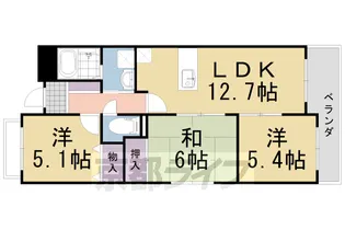 京都府長岡京市友岡4丁目【マンション】の間取り