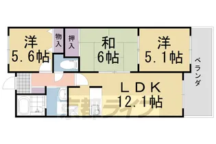 京都府長岡京市友岡4丁目【マンション】の間取り