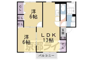 京都府向日市上植野町野添【アパート】の間取り