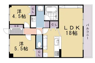 サンレスポアール【7F号室】の間取り
