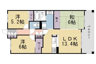 エスリード長岡天神【414号室】の間取り