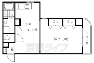 ウエストリュエル【206号室】の間取り