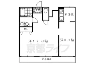 京都府京都市北区衣笠東御所ノ内町【マンション】の間取り