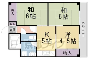 京都府京都市右京区嵯峨野宮ノ元町【マンション】の間取り