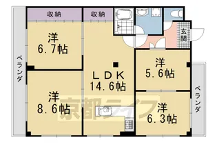 ルシェール西院【4-B号室】の間取り