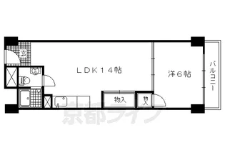 西陣グランドハイツ【408号室】の間取り