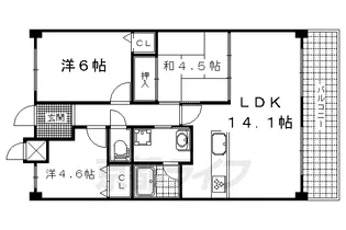 ラウンドコート京都醍醐【405号室】の間取り