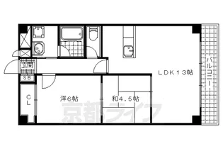 京都府京都市山科区上花山講田町【マンション】の間取り
