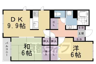 京都府京都市右京区太秦開日町【マンション】の間取り