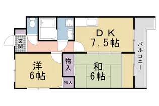 レスト蟹ヶ坂【208号室】の間取り