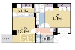 グランフォルム京都祇園【106号室】の間取り