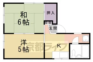 ハイツ泉涌寺【2F号室】の間取り