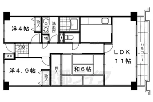 ルミエール・ド・鴨川【403号室】の間取り