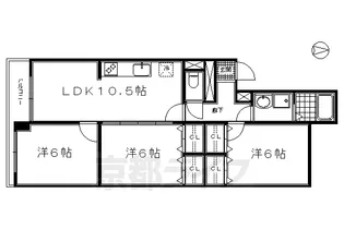 シャトレ月輪【201号室】の間取り