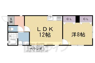 京都府京都市右京区嵯峨釈迦堂門前南中院町【アパート】の間取り