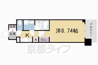 アーバンフラッツ五条堀川【1210号室】の間取り