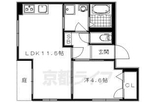 京洛舎 二人司【A-101号室】の間取り