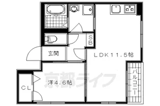 京洛舎 二人司【A-202号室】の間取り