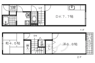 京都府宇治市伊勢田町中山【テラスハウス】の間取り