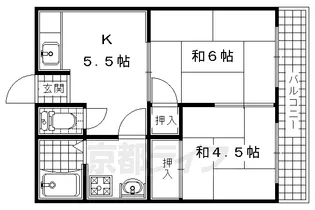 グランブルー宇治【2-B号室】の間取り