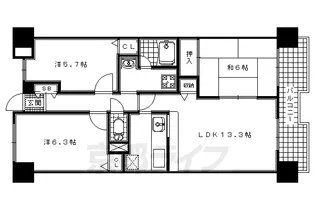 パデシオン宇治三室戸Ⅱ番館【4階】の間取り