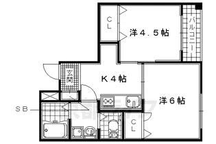 宇治アロームⅡ【203号室】の間取り