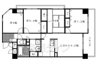 京都府宇治市伊勢田町【マンション】の間取り
