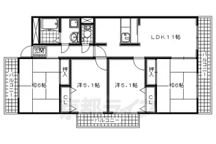 ユニライフ宇治六番館【6階】の間取り