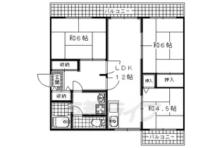 宇治おぐら住宅 1号・6号棟【6-105号室】の間取り