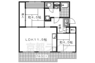 宇治おぐら住宅 1号・6号棟【1-406号室】の間取り
