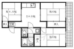 京都府宇治市菟道大垣内【アパート】の間取り