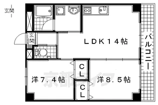 京都府宇治市菟道田中【マンション】の間取り