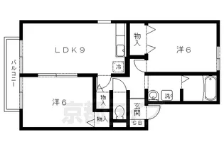 グリーンハイツ西賀茂A・B【B102号室】の間取り