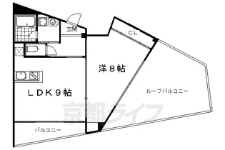 グランコスモ出町柳Ⅱ【404号室】の間取り