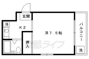ロイヤルハイツ一乗寺【105号室】の間取り