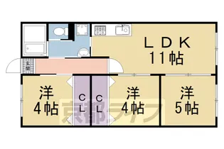 衣笠グリーンハイツ【111号室】の間取り
