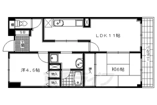 ライオンズマンション一条智恵光院【4階】の間取り