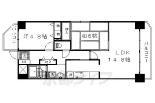 ライオンズマンション一条智恵光院【208号室】の間取り