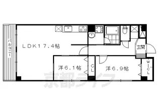 2LDKの間取り画像