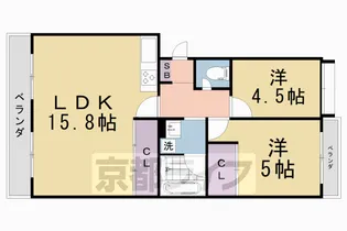 ヴィラ衣笠【1階】の間取り