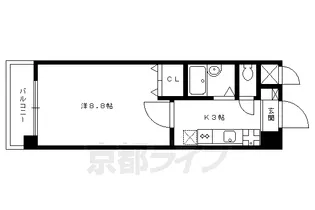ハウスセゾン朱雀大路【301号室】の間取り
