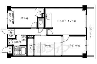 ベルスーズ西陣【503号室】の間取り