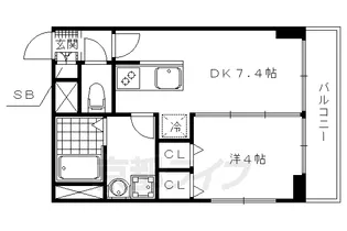 プリオーレ衣笠【103号室】の間取り