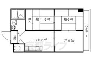 西賀茂ハイツ【203号室】の間取り