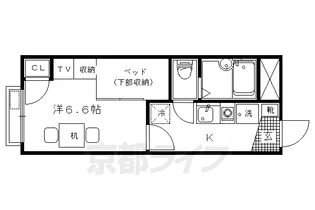 京都府京都市上京区西無車小路町【アパート】の間取り