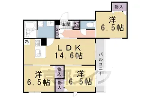 グリシーヌ御所西Ⅰ【202号室】の間取り