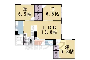 グリシーヌ御所西Ⅱ【101号室】の間取り