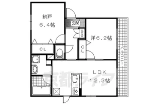 ヴィラフルール御陵【1階】の間取り